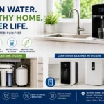 Kitchen water purifier in Kenya featuring an under-sink RO system and countertop purifier for clean drinking water in Kenyan homes.