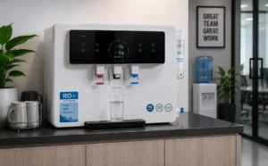 Modern RO water dispenser in a Kenyan office providing clean, safe drinking water for staff, ideal for businesses, schools, and institutions needing reliable water purification systems in Kenya.