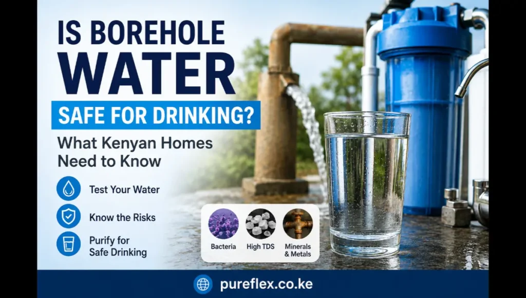 Is borehole water safe for drinking in Kenya? Learn the risks of bacteria, high TDS, minerals and metals, and how water purification can make borehole water safer for drinking at home.