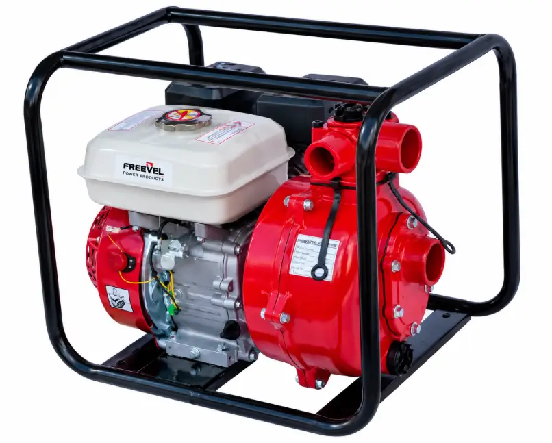 FREEVEL petrol water pump with powerful engine and durable protective frame