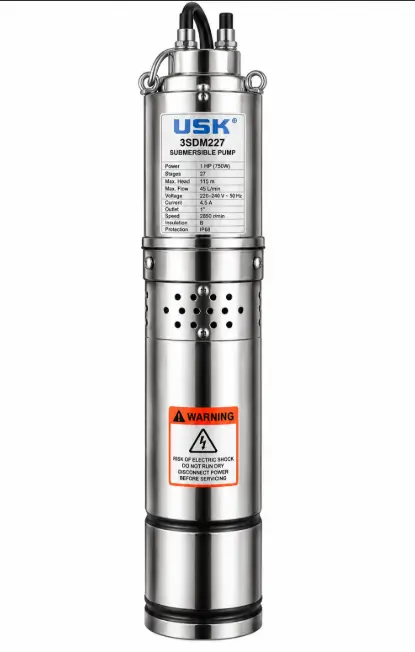 USK 3SDM227 1HP slim submersible borehole pump in Kenya