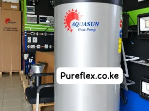Aquasun heat pump water heater for energy-efficient hot water supply in Kenya, available from Pureflex.co.ke